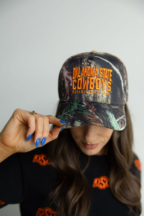 Oklahoma State Brando Camo 5 Panel Canvas Baseball Hat
