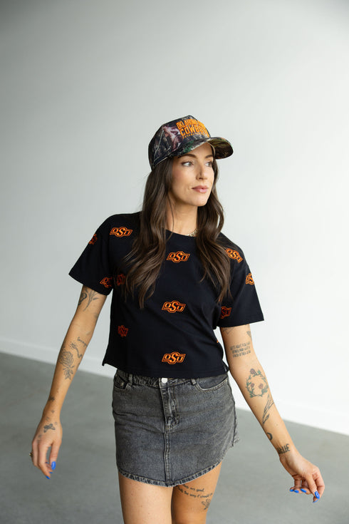 Oklahoma State Ritter Multi Color Heavyweight Crop Tee