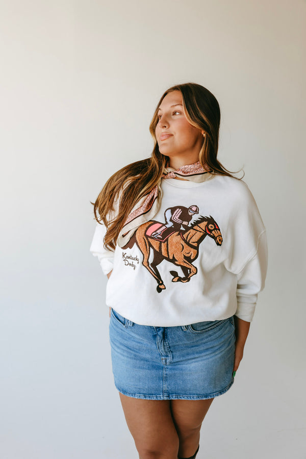 Kentucky Derby Vintage Chenille OS Fleece Crew