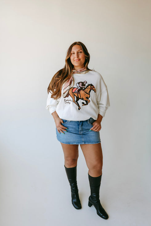 Kentucky Derby Vintage Chenille OS Fleece Crew