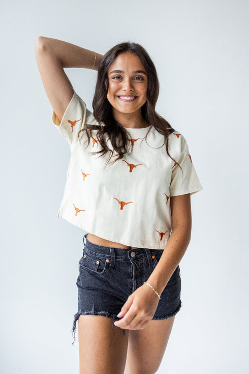 Texas Ritter Multi Color Heavyweight Crop Tee