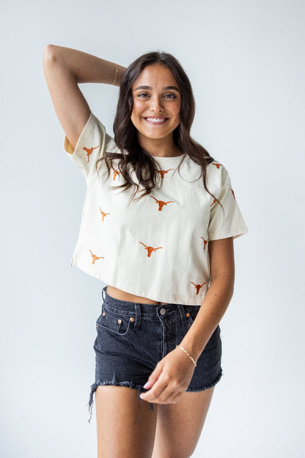 Texas Ritter Multi Color Heavyweight Crop Tee