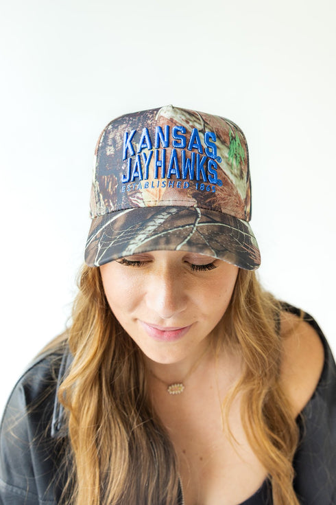 Kansas Brando Camo 5 Panel Canvas Baseball Hat