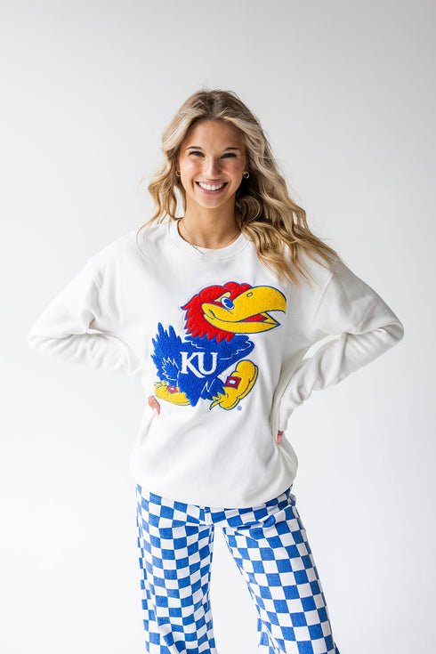Kansas Mascot Chenille Comfort Crewneck