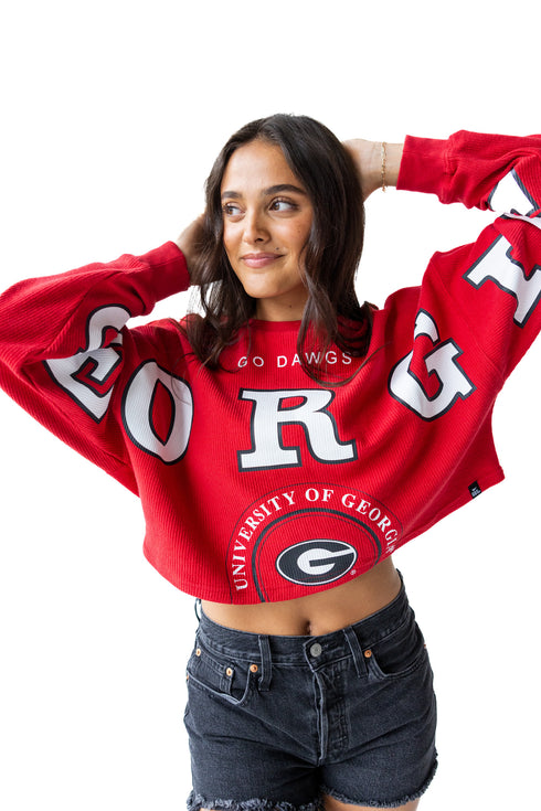 Georgia Phipps Split Sleeve Cropped Corded Crew