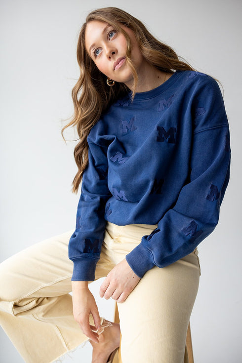 Michigan Ritter Repeat Lantern Sleeve Crew