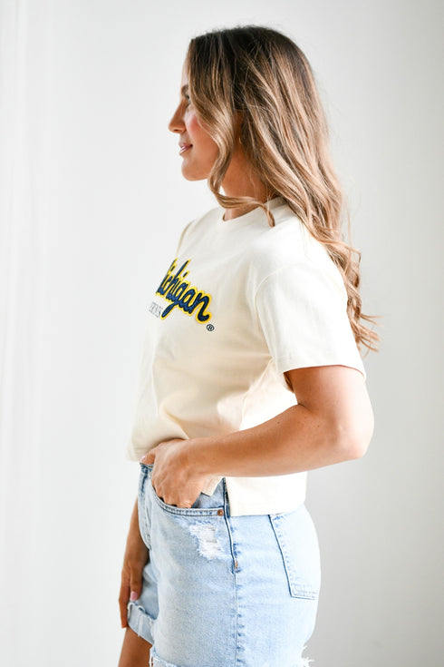 Michigan Manhattan Stitch Heavyweight Crop Tee