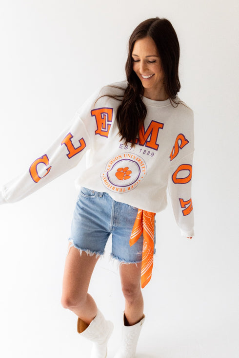 Clemson Philly Split Lantern Sleeve Crew