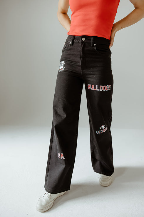 Georgia Alpha Bling Denim Wide Leg Jeans