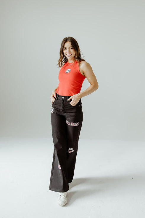 Georgia Alpha Bling Denim Wide Leg Jeans