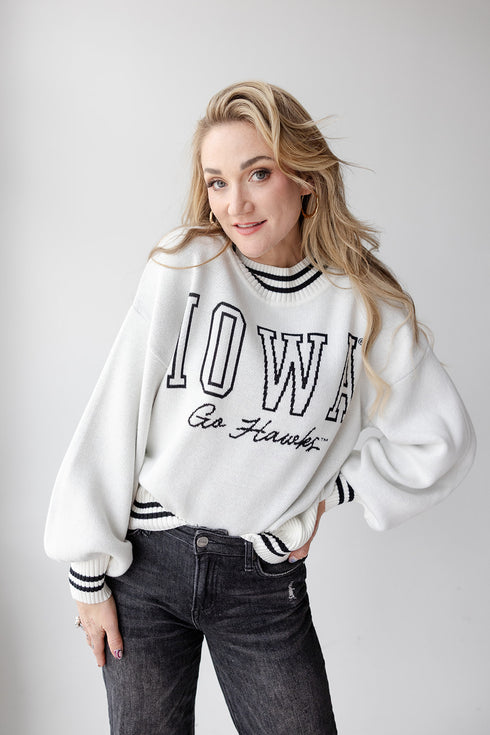 Iowa Queen Oversized Striped Crew Sweater