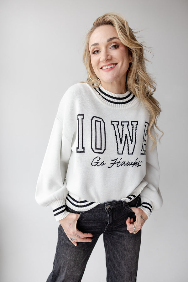 Iowa Queen Oversized Striped Crew Sweater