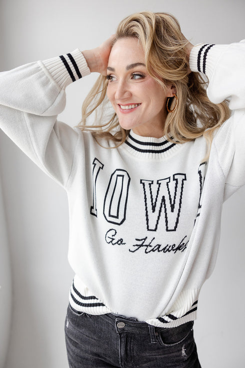 Iowa Queen Oversized Striped Crew Sweater