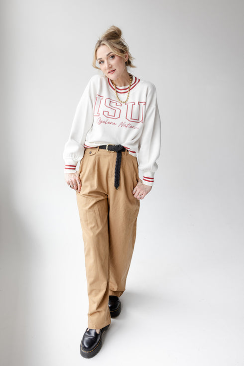 Iowa State Queen Oversized Striped Crew Sweater