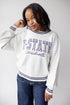 Kansas State Queen Oversized Striped Crew Sweater