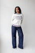 Kansas State Queen Oversized Striped Crew Sweater