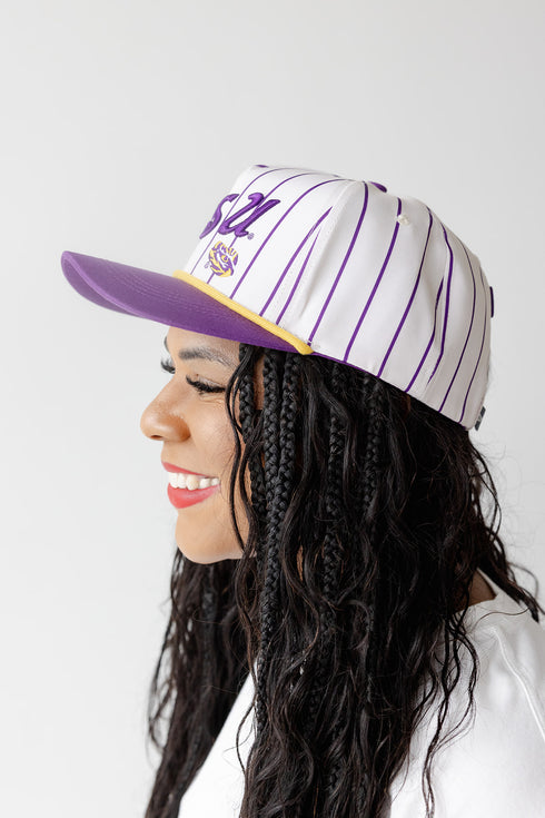 LSU Pinstripe Hat 5 Panel Canvas Baseball Hat