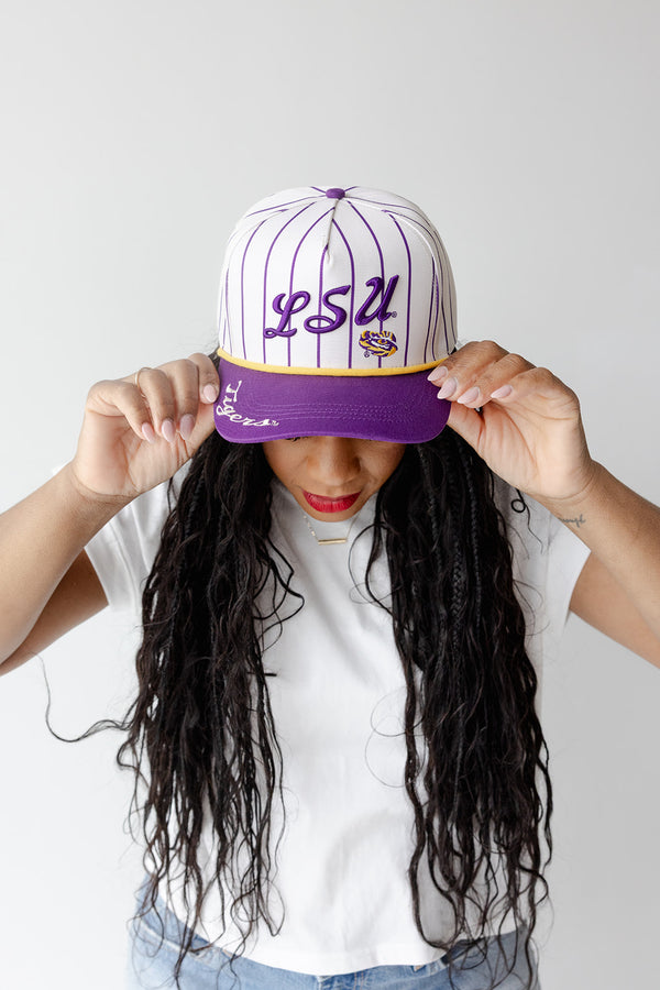 LSU Pinstripe Hat 5 Panel Canvas Baseball Hat