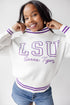 LSU Queen Oversized Striped Crew Sweater