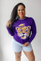 LSU Wicks Woven Striped Detail Sweater
