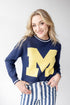 Michigan Wicks Woven Striped Detail Sweater