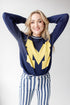 Michigan Wicks Woven Striped Detail Sweater