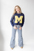 Michigan Wicks Woven Striped Detail Sweater