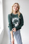 Michigan State Wicks Woven Striped Detail Sweater