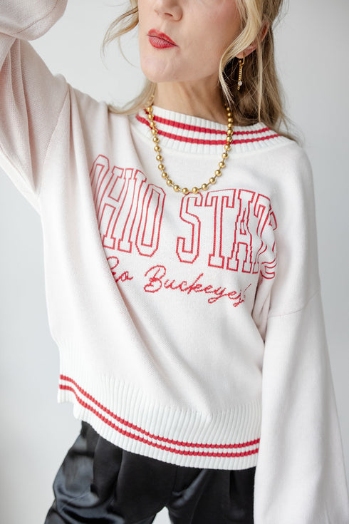 Ohio State Queen Oversized Striped Crew Sweater
