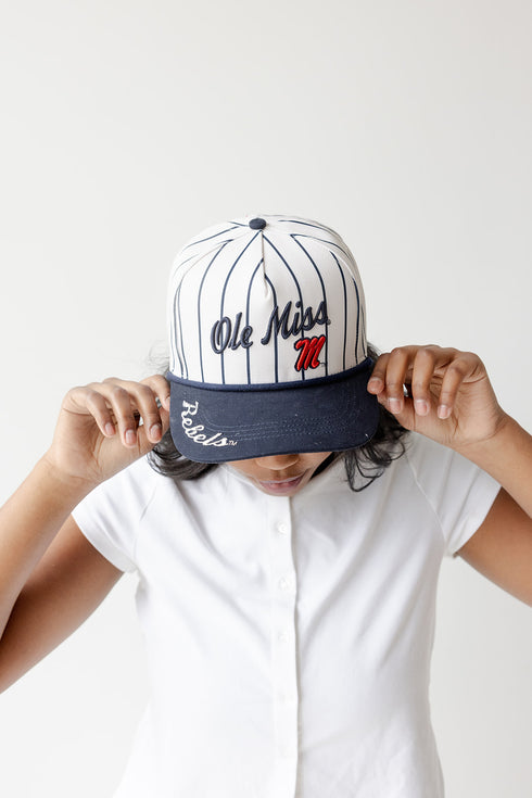 Ole Miss Pinstripe Hat 5 Panel Canvas Baseball Hat