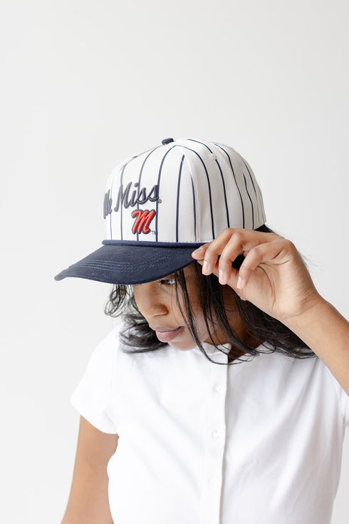 Ole Miss Pinstripe Hat 5 Panel Canvas Baseball Hat