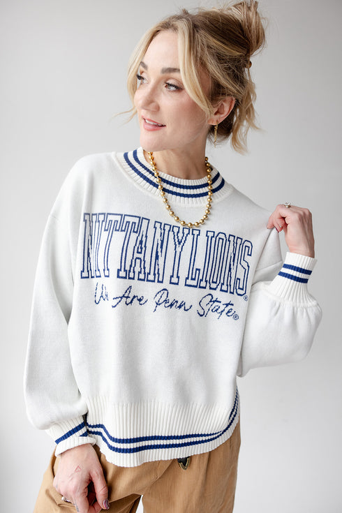 Penn State Queen Oversized Striped Crew Sweater