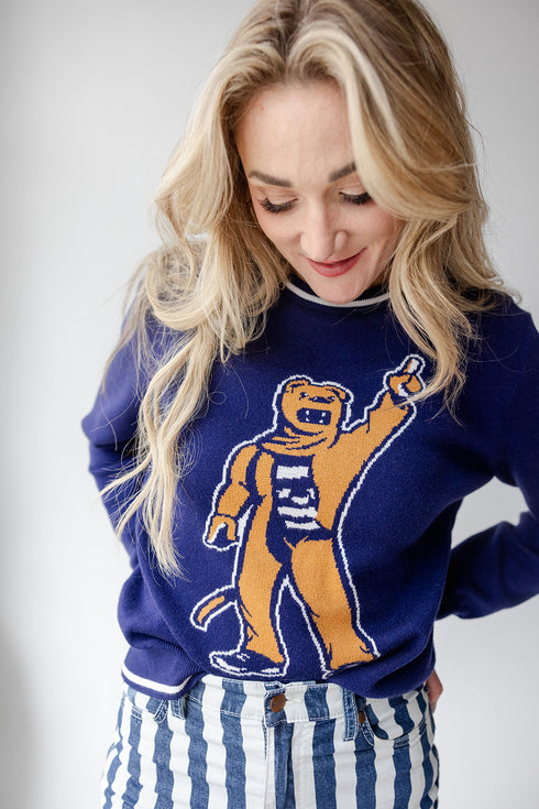 Penn State Wicks Woven Striped Detail Sweater