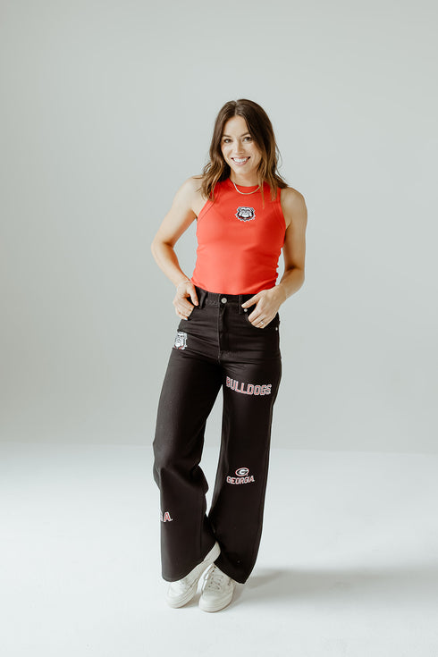 Georgia Logo Patch Full Length Ribbed Basic Tank