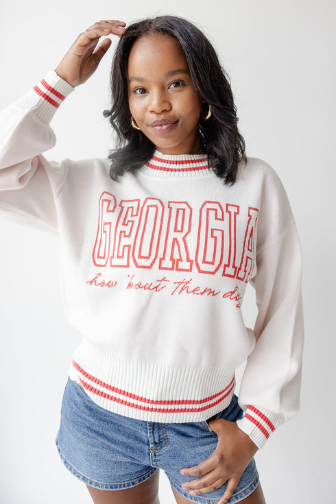 Georgia Queen Oversized Striped Crew Sweater