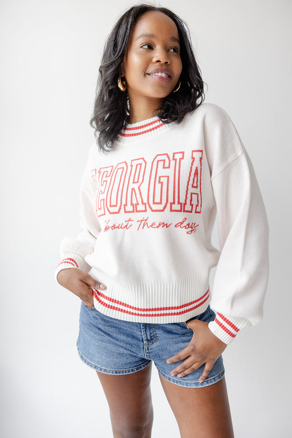 Georgia Queen Oversized Striped Crew Sweater
