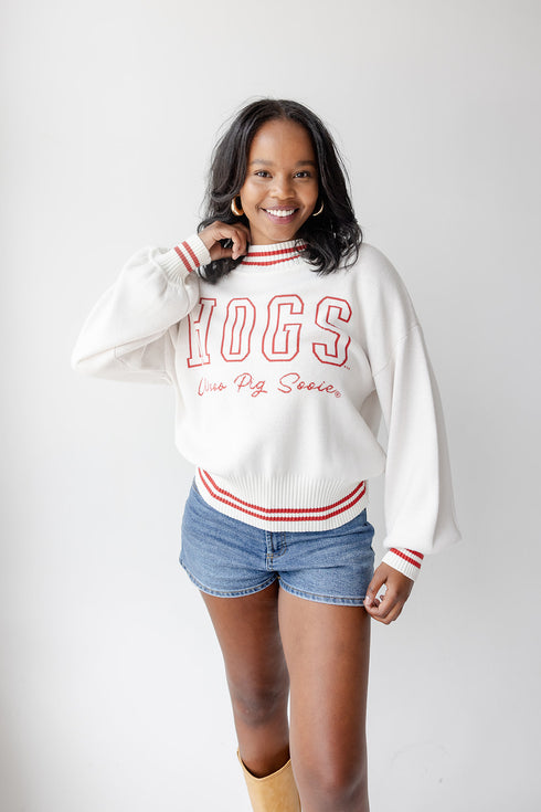 Arkansas Queen Oversized Striped Crew Sweater