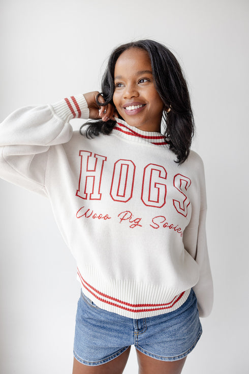 Arkansas Queen Oversized Striped Crew Sweater