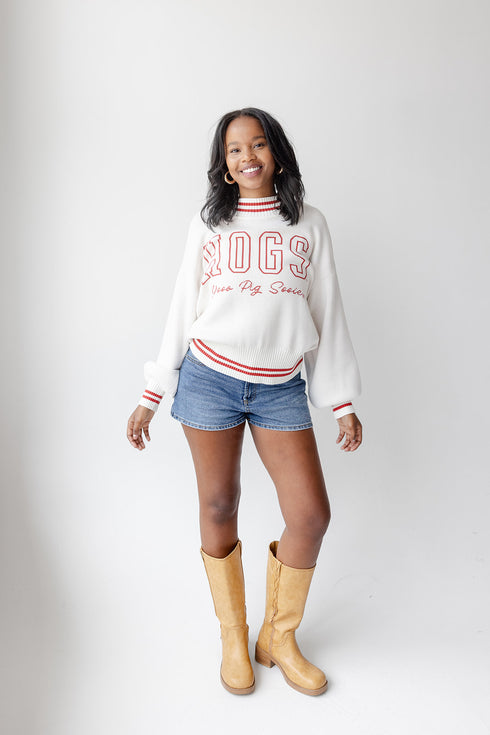 Arkansas Queen Oversized Striped Crew Sweater