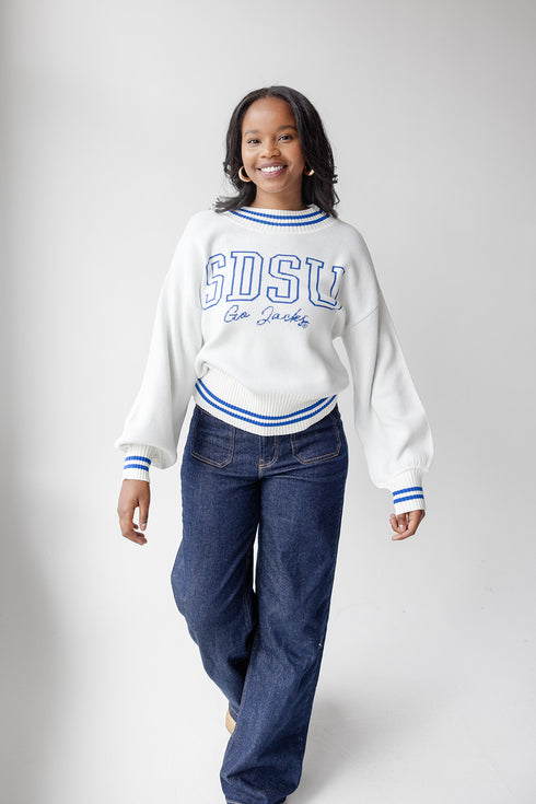 SD State Queen Oversized Striped Crew Sweater