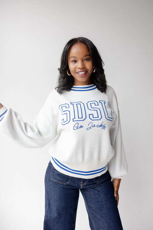SD State Queen Oversized Striped Crew Sweater