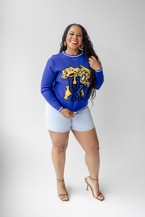 Kentucky Wicks Woven Striped Detail Sweater