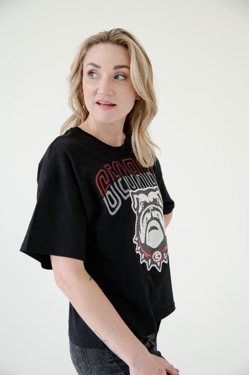 Georgia Starlite Sequin Semi-Cropped Oversized Band Tee