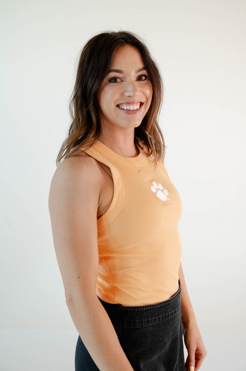 Clemson Logo Patch Full Length Ribbed Basic Tank