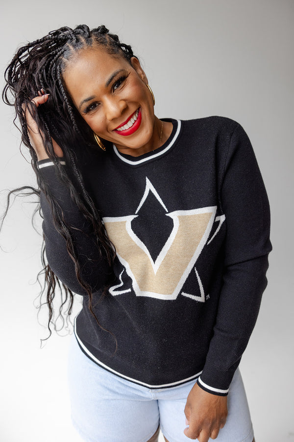 Vanderbilt Wicks Woven Striped Detail Sweater