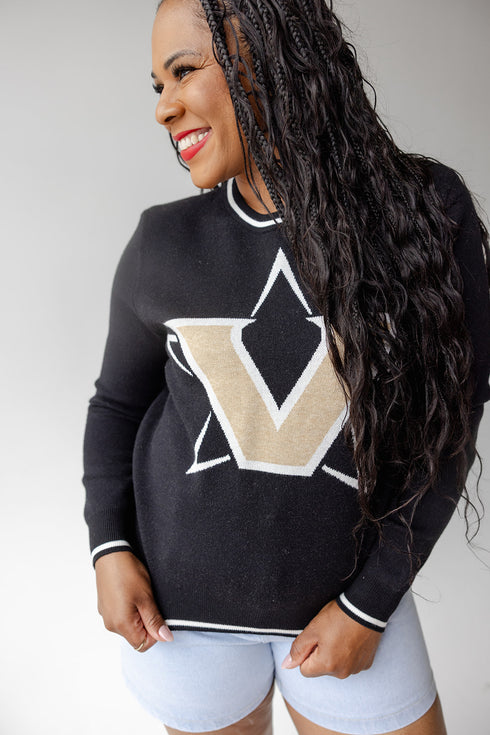 Vanderbilt Wicks Woven Striped Detail Sweater