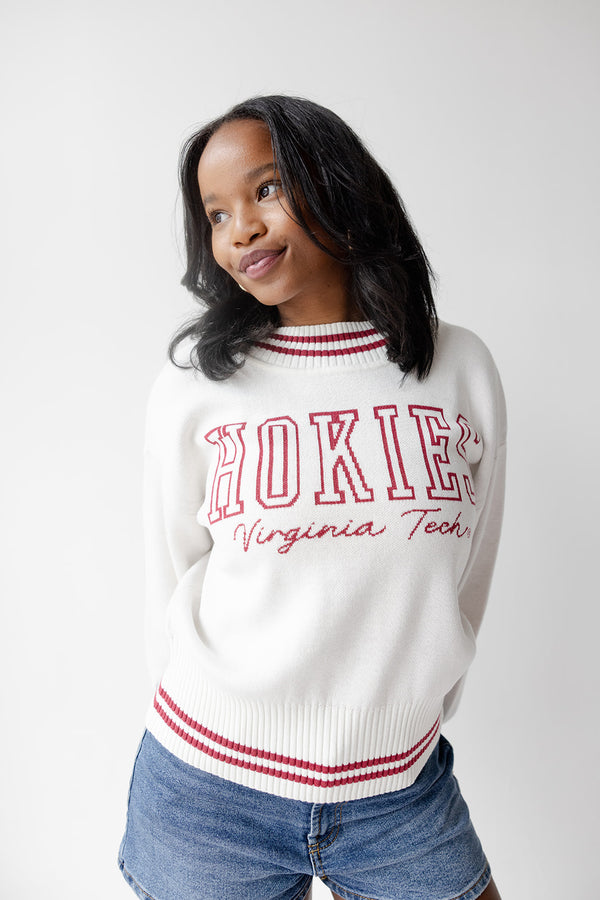 Virginia Tech Queen Oversized Striped Crew Sweater