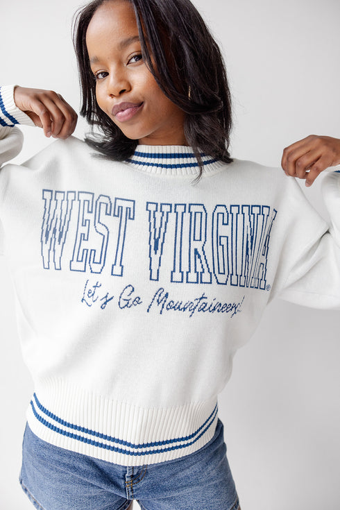 West Virginia Queen Oversized Striped Crew Sweater