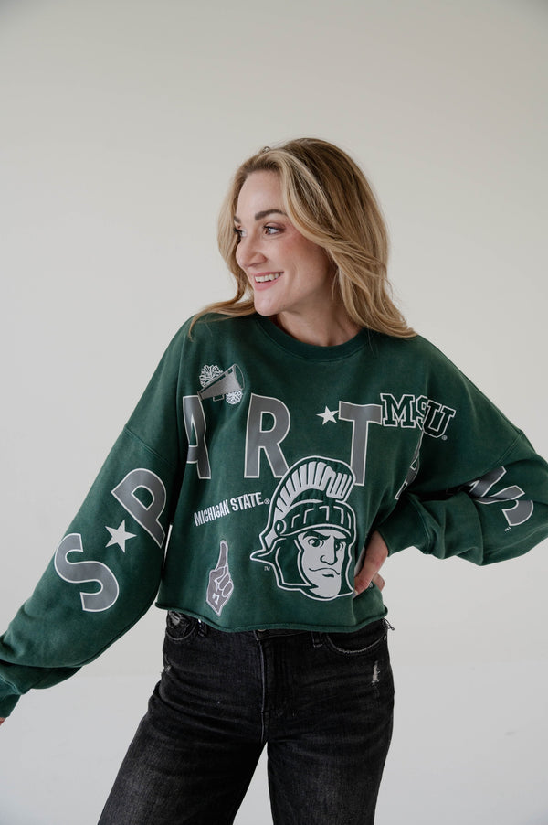 Michigan State Patched Up Cropped Longsleeve