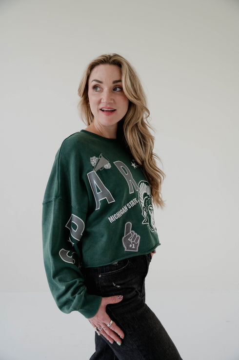 Michigan State Patched Up Cropped Longsleeve